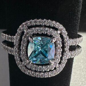 Bomb Party Women's (10) Ring - Aqua Blue Cubic Zirconia "New"